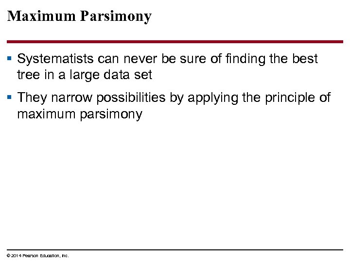 Maximum Parsimony § Systematists can never be sure of finding the best tree in