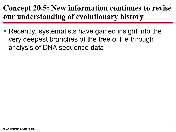 Concept 20. 5: New information continues to revise our understanding of evolutionary history §