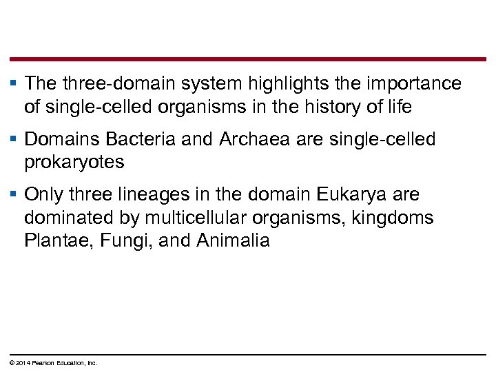 § The three-domain system highlights the importance of single-celled organisms in the history of