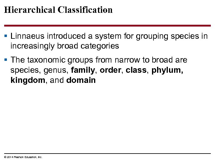 Hierarchical Classification § Linnaeus introduced a system for grouping species in increasingly broad categories