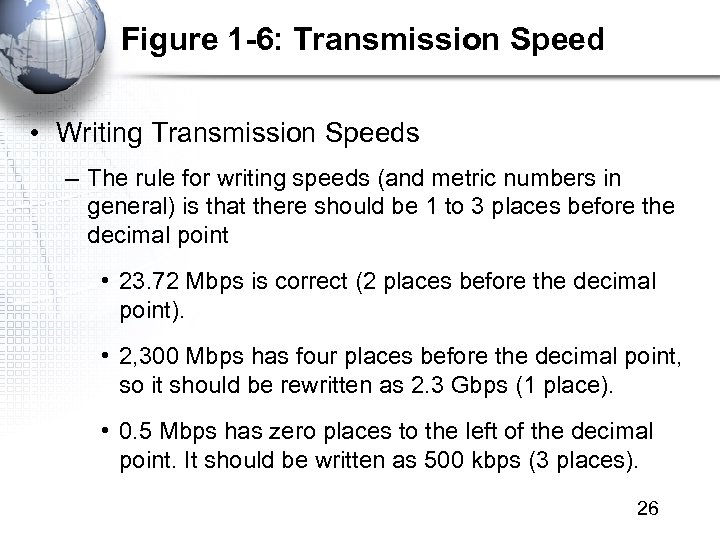 Figure 1 -6: Transmission Speed • Writing Transmission Speeds – The rule for writing