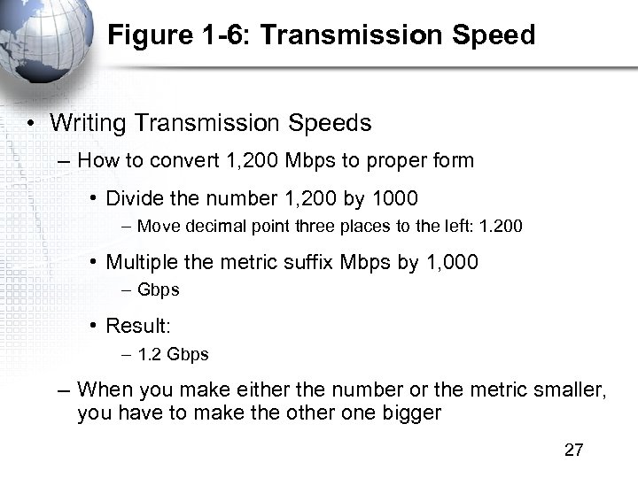 Figure 1 -6: Transmission Speed • Writing Transmission Speeds – How to convert 1,