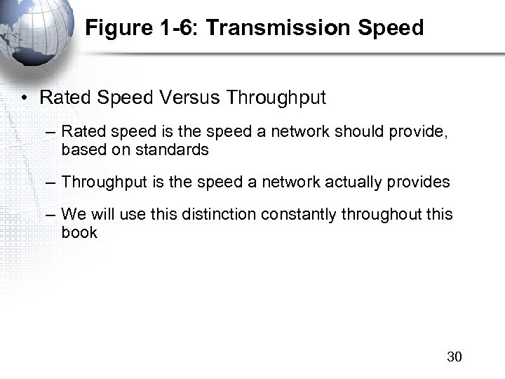 Figure 1 -6: Transmission Speed • Rated Speed Versus Throughput – Rated speed is