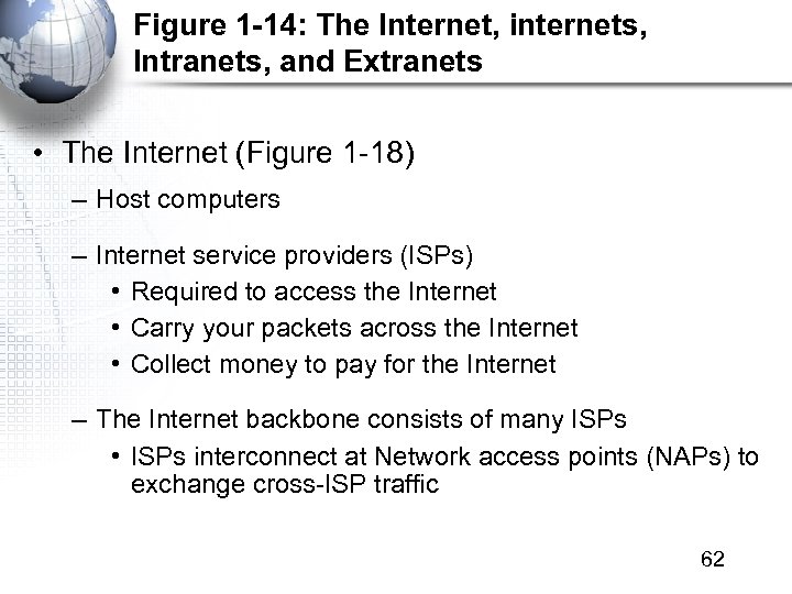 Figure 1 -14: The Internet, internets, Intranets, and Extranets • The Internet (Figure 1