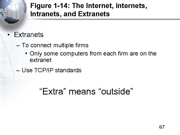 Figure 1 -14: The Internet, internets, Intranets, and Extranets • Extranets – To connect
