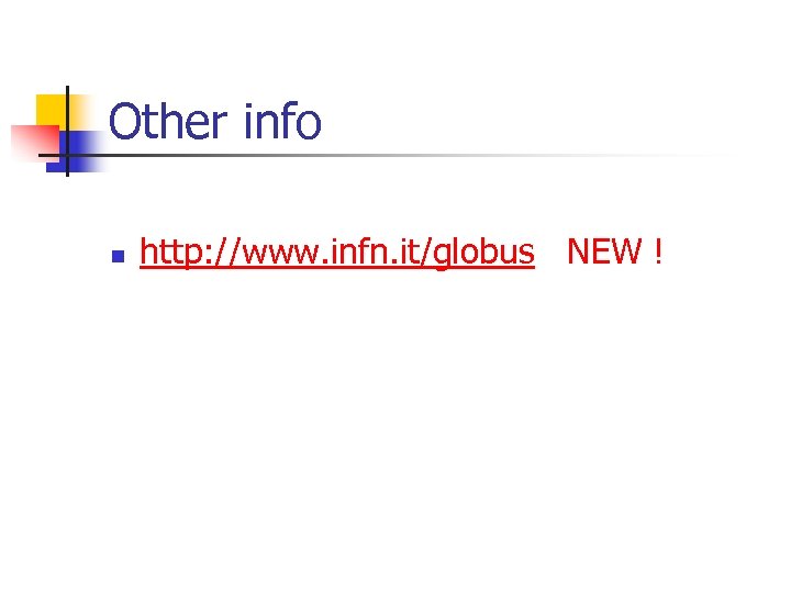 Other info n http: //www. infn. it/globus NEW ! 