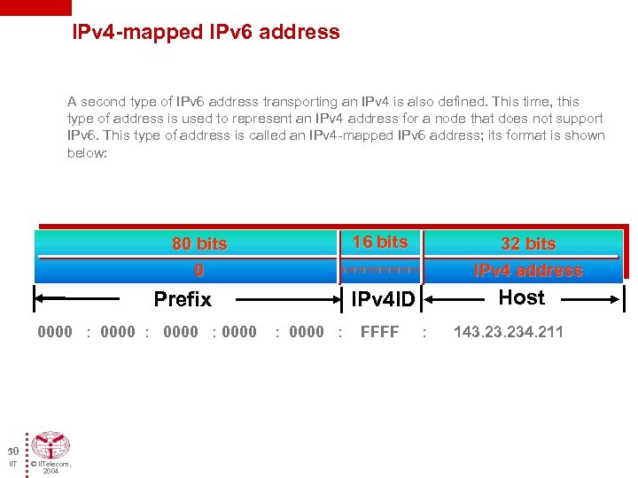 IPv 4 -mapped IPv 6 address A second type of IPv 6 address transporting