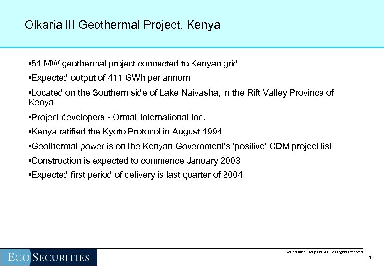 Olkaria III Geothermal Project, Kenya § 51 MW geothermal project connected to Kenyan grid