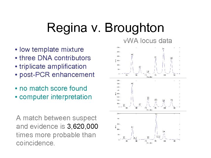 Regina v. Broughton v. WA locus data • low template mixture • three DNA