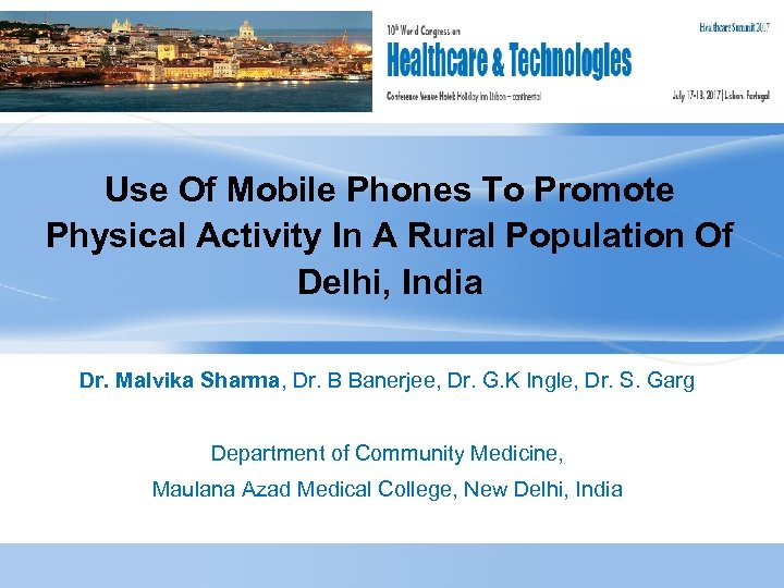 Use Of Mobile Phones To Promote Physical Activity In A Rural Population Of Delhi,