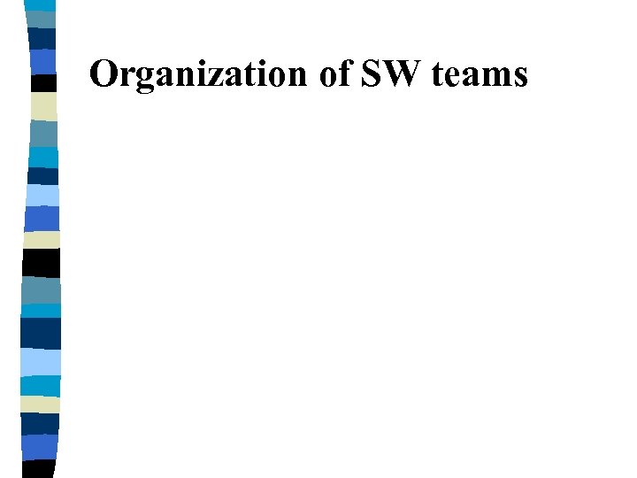 Organization of SW teams 