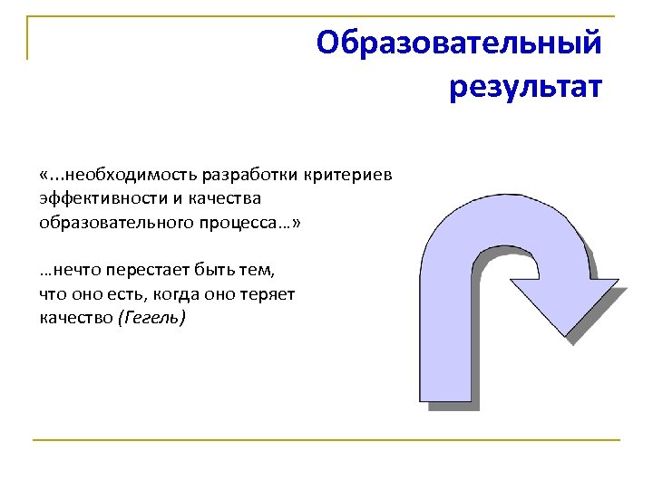 Образовательный результат «. . . необходимость разработки критериев эффективности и качества образовательного процесса…» …нечто
