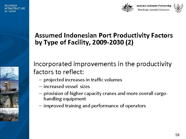 Assumed Indonesian Port Productivity Factors by Type of Facility, 2009 -2030 (2) Incorporated improvements