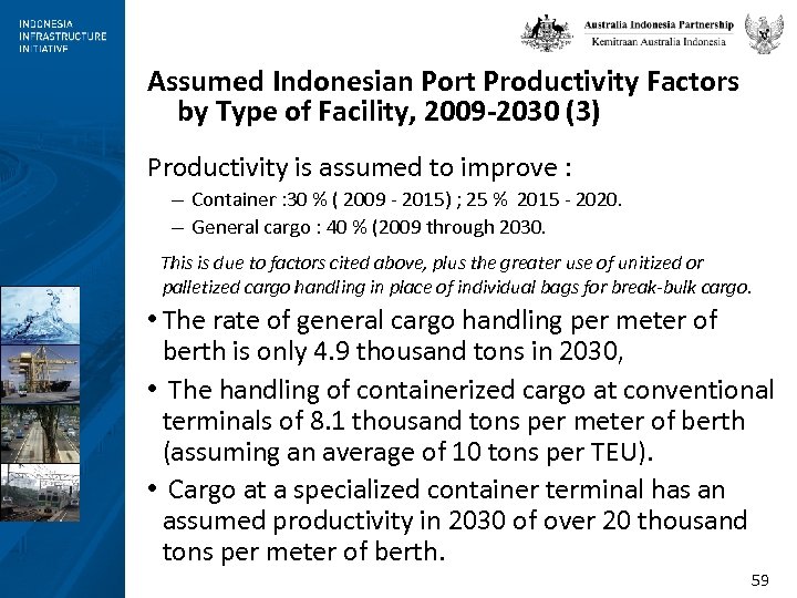 Assumed Indonesian Port Productivity Factors by Type of Facility, 2009 -2030 (3) Productivity is