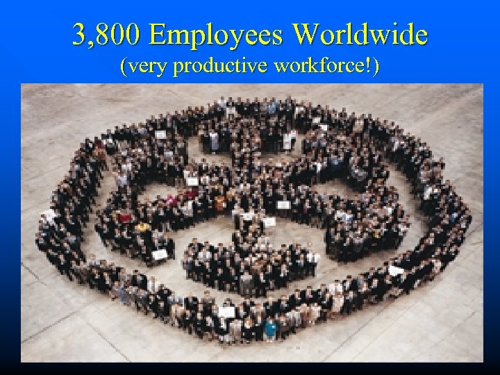 3, 800 Employees Worldwide (very productive workforce!) 