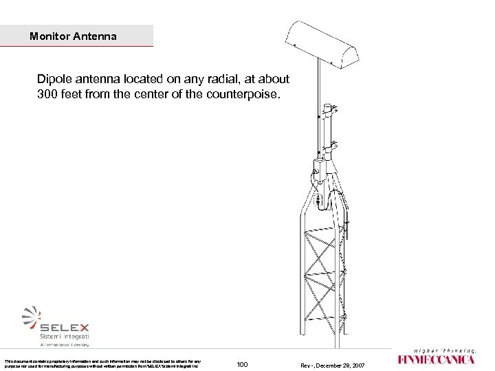 Monitor Antenna Dipole antenna located on any radial, at about 300 feet from the