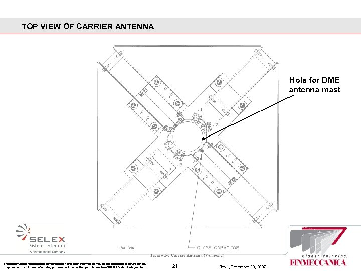 TOP VIEW OF CARRIER ANTENNA Hole for DME antenna mast This document contains proprietary