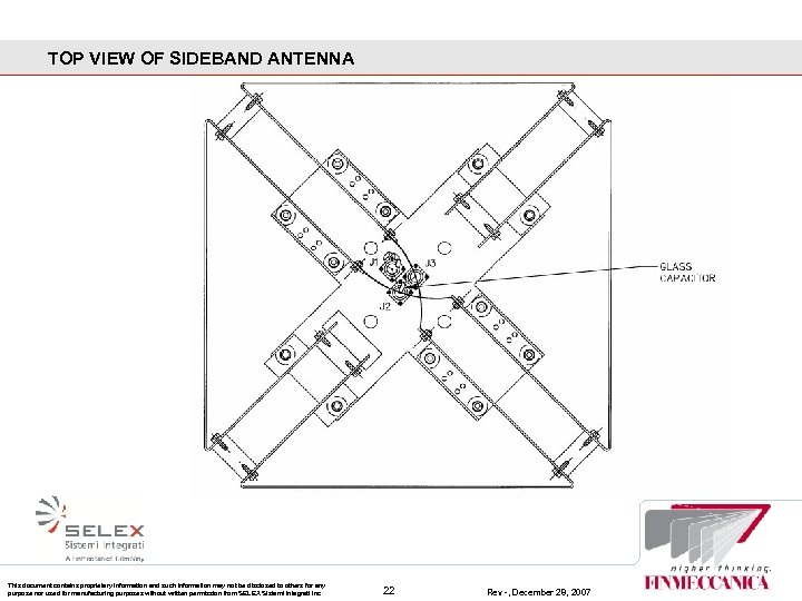 TOP VIEW OF SIDEBAND ANTENNA This document contains proprietary information and such information may