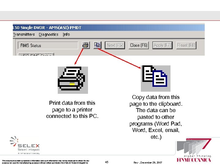 Copy data from this page to the clipboard. The data can be pasted to