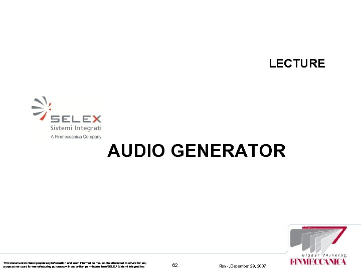 LECTURE AUDIO GENERATOR This document contains proprietary information and such information may not be