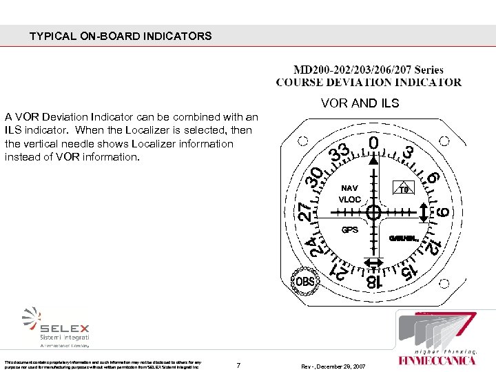 TYPICAL ON-BOARD INDICATORS VOR AND ILS A VOR Deviation Indicator can be combined with