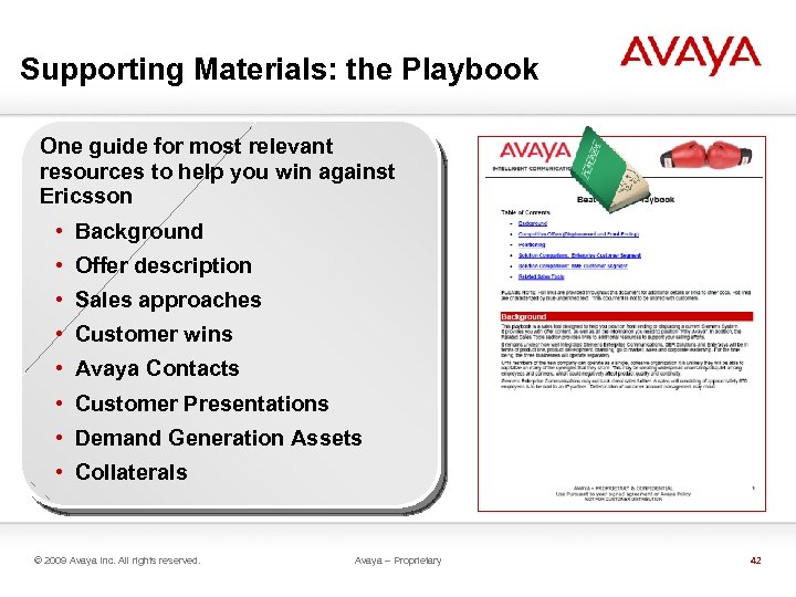 Supporting Materials: the Playbook One guide for most relevant resources to help you win