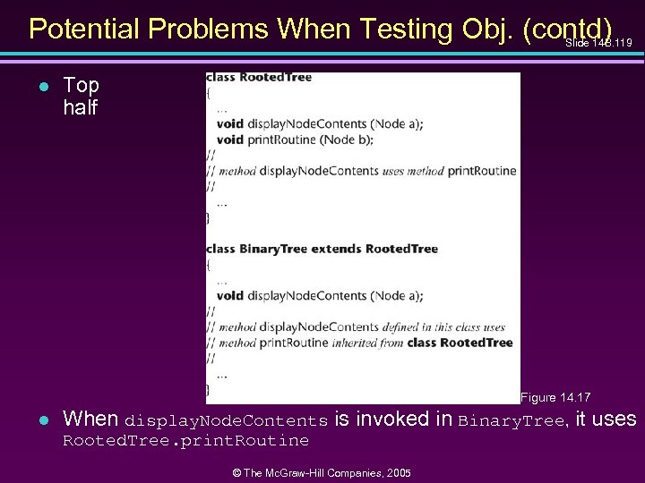 Potential Problems When Testing Obj. (contd) Slide 14 B. 119 l Top half Figure