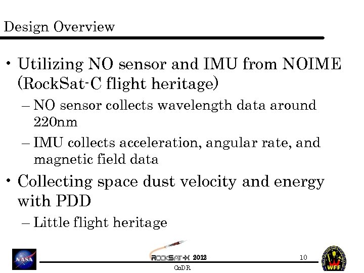 Design Overview • Utilizing NO sensor and IMU from NOIME (Rock. Sat-C flight heritage)