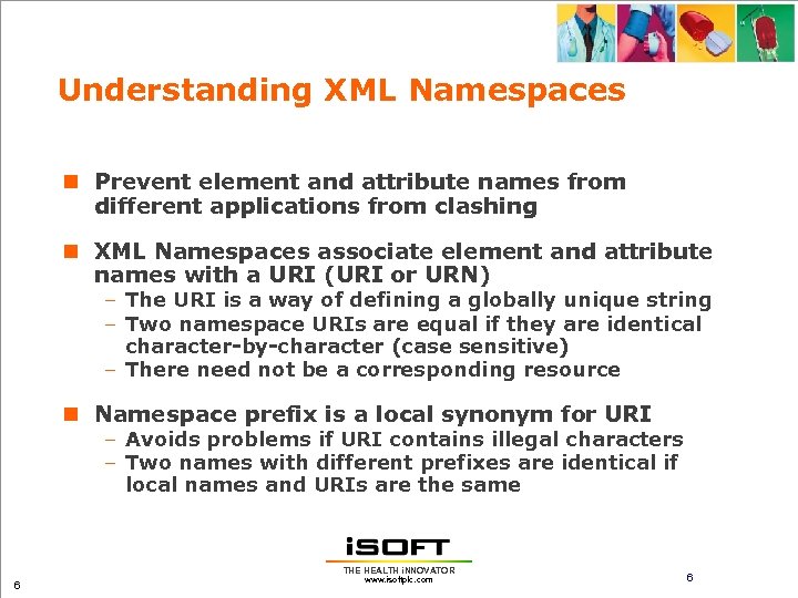Understanding XML Namespaces n Prevent element and attribute names from different applications from clashing