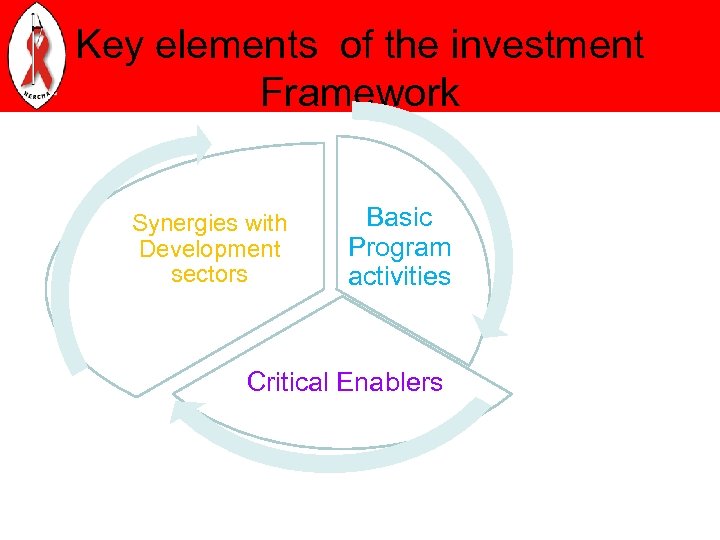 Key elements of the investment Framework Synergies with Development sectors Basic Program activities Critical
