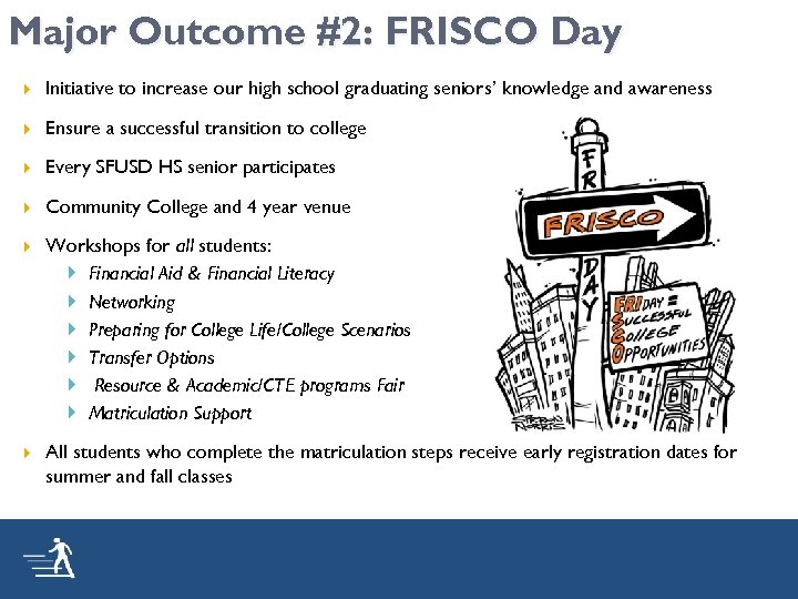 Major Outcome #2: FRISCO Day Initiative to increase our high school graduating seniors’ knowledge