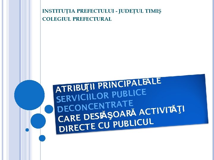 INSTITUŢIA PREFECTULUI - JUDEŢUL TIMIŞ COLEGIUL PREFECTURAL A CIPALE LE RIN Ţ ATRIBU II