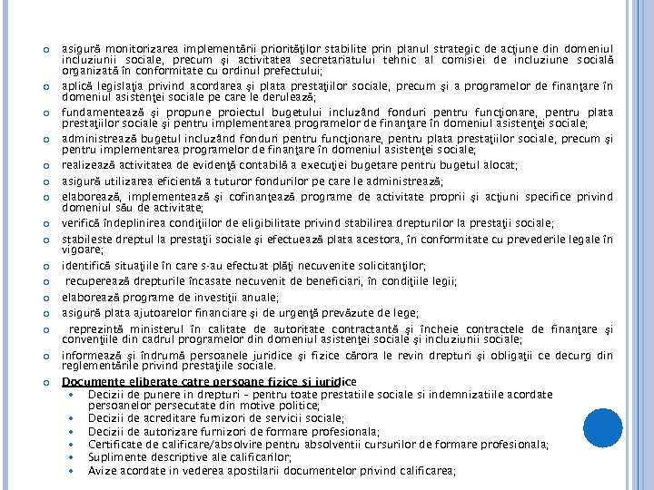  asigură monitorizarea implementării priorităţilor stabilite prin planul strategic de acţiune din domeniul incluziunii