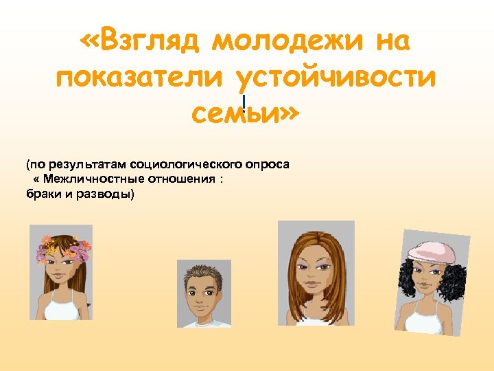  «Взгляд молодежи на показатели устойчивости ! семьи» (по результатам социологического опроса « Межличностные