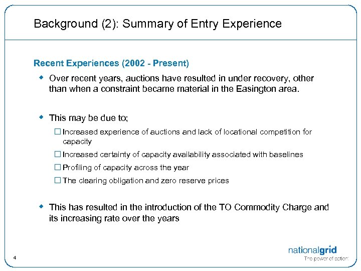 Background (2): Summary of Entry Experience Recent Experiences (2002 - Present) w Over recent