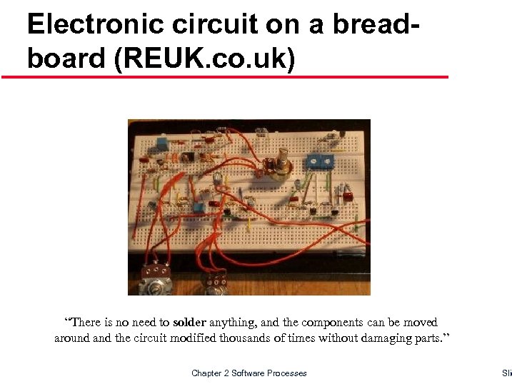 Electronic circuit on a breadboard (REUK. co. uk) “There is no need to solder