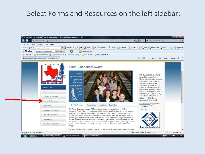 Select Forms and Resources on the left sidebar: 