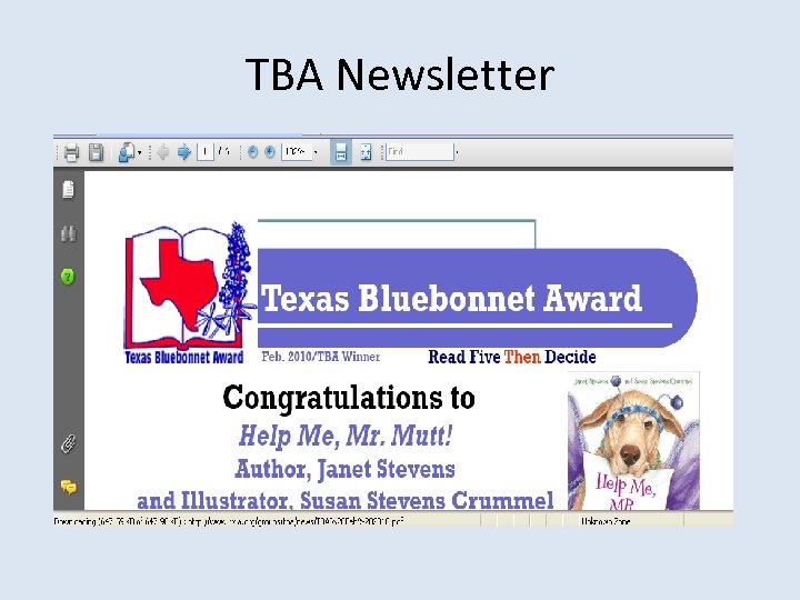 TBA Newsletter 