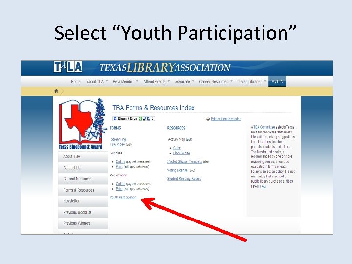 Select “Youth Participation” 