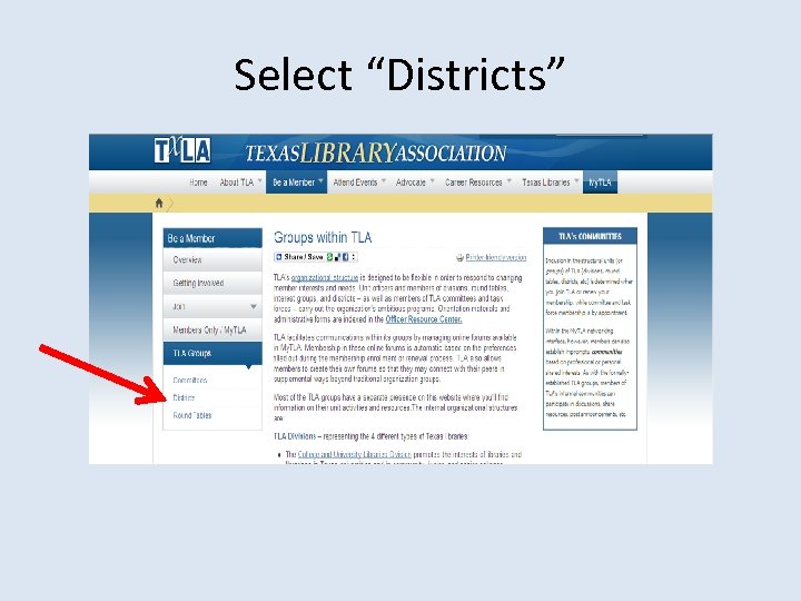 Select “Districts” 