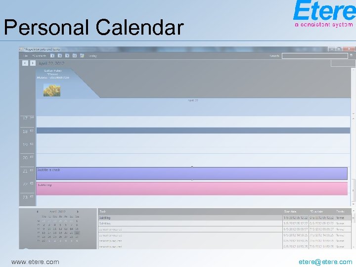 Personal Calendar www. etere. com etere@etere. com 