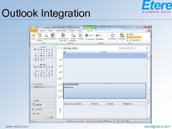 Outlook Integration www. etere. com etere@etere. com 