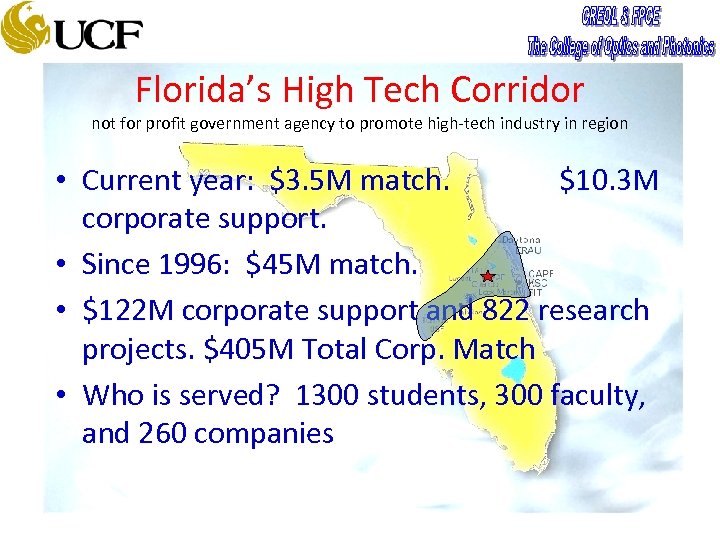 Florida’s High Tech Corridor not for profit government agency to promote high-tech industry in