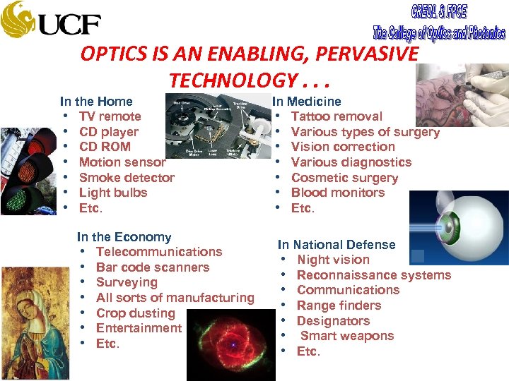 OPTICS IS AN ENABLING, PERVASIVE TECHNOLOGY. . . In the Home h TV remote