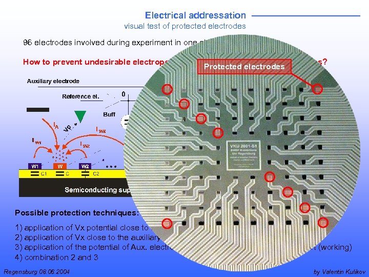 Electrical addressation visual test of protected electrodes 96 electrodes involved during experiment in one