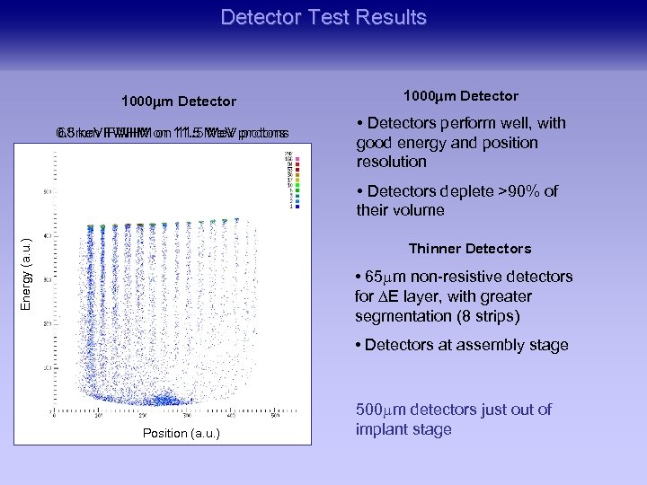 Detector Test Results 1000 mm Detector 0. 5 mm FWHM on 11. 5 Me.