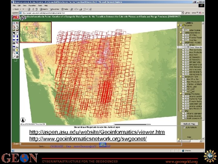 1166 “granules” available http: //aspen. asu. edu/website/Geoinformatics/viewer. htm ASTER level-1 B data have had