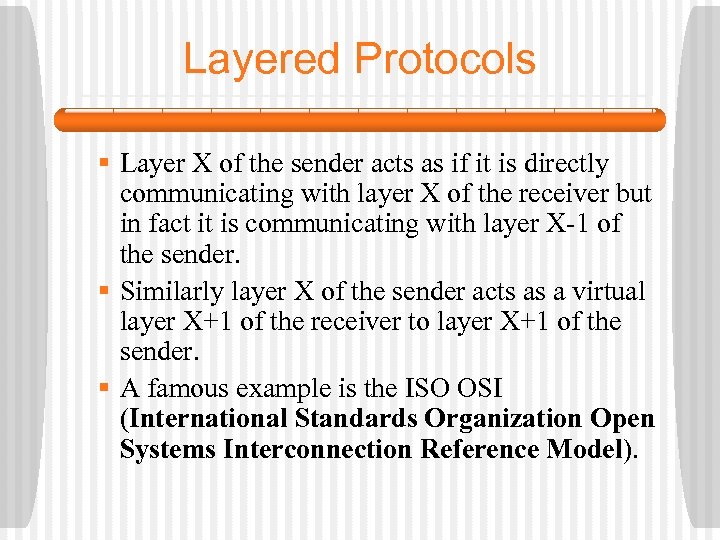 Layered Protocols § Layer X of the sender acts as if it is directly