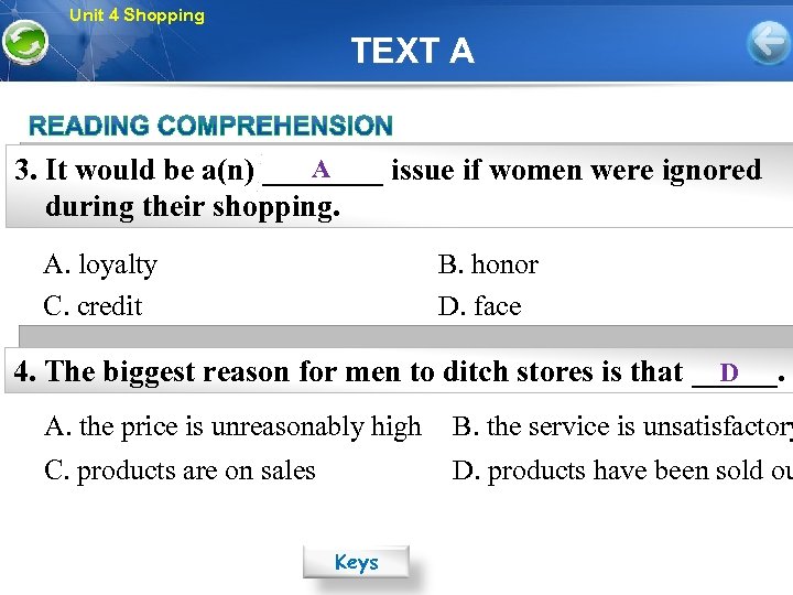Unit 4 Shopping TEXT A A 3. It would be a(n) _______ issue if