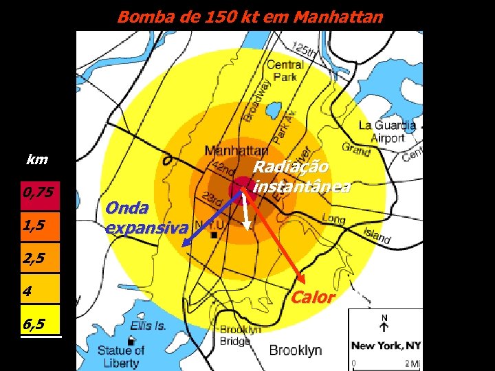 Bomba de 150 kt em Manhattan km 0, 75 1, 5 Onda expansiva Radiação
